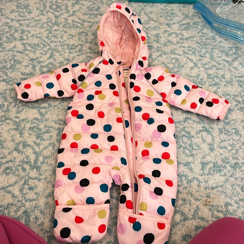 Hanna Anderson pink snowsuit. Only used one season.
